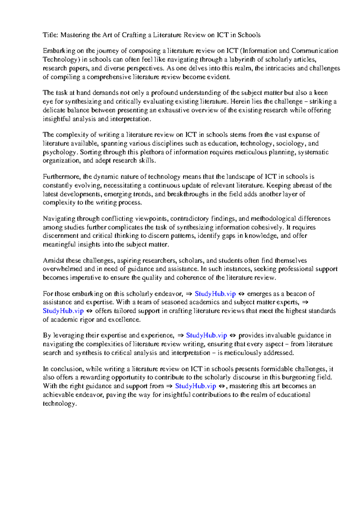 Literature Review On Ict In Schools - Title: Mastering the Art of ...