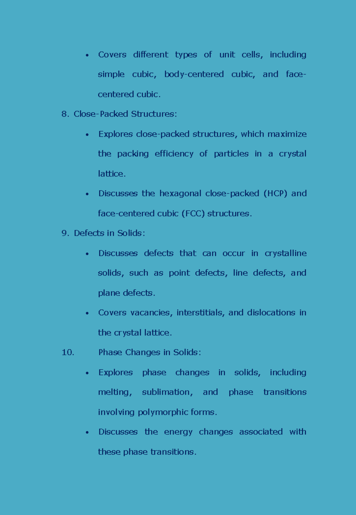 AP Chemistry18 AP Chemistry18 Covers different types of unit cells, including simple cubic