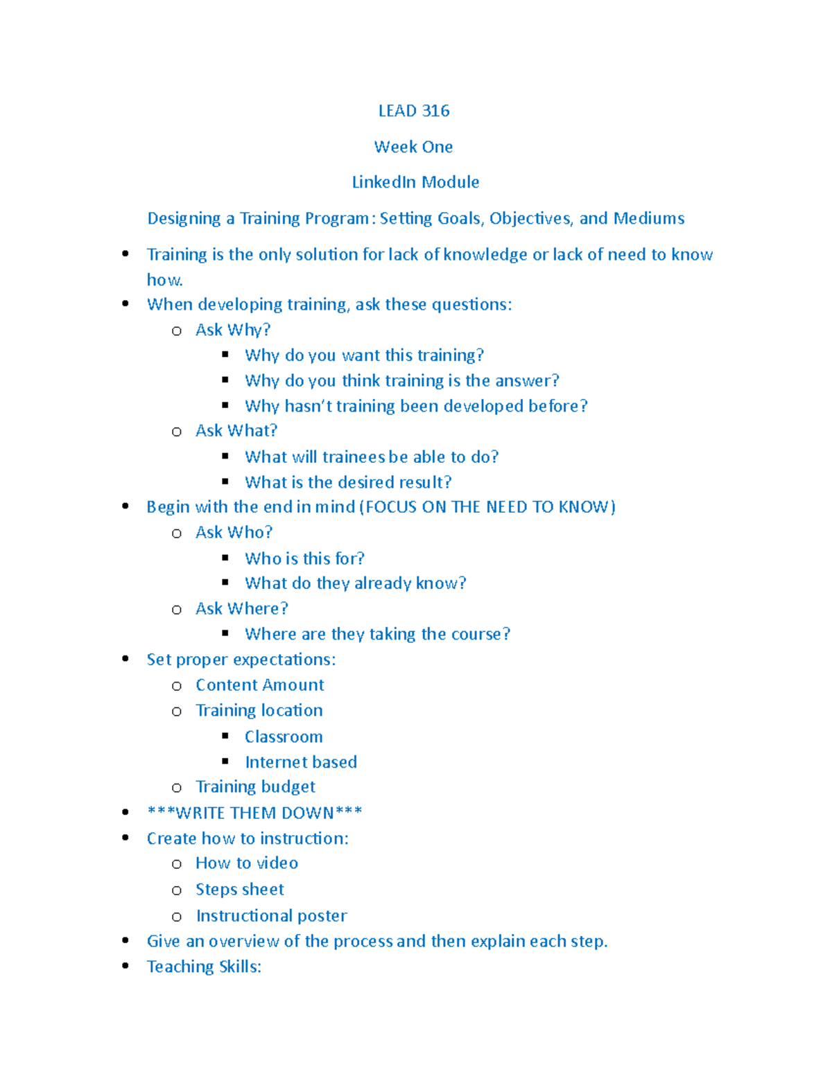 Linked In Module WEEK ONE - LEAD 316 Week One LinkedIn Module Designing ...