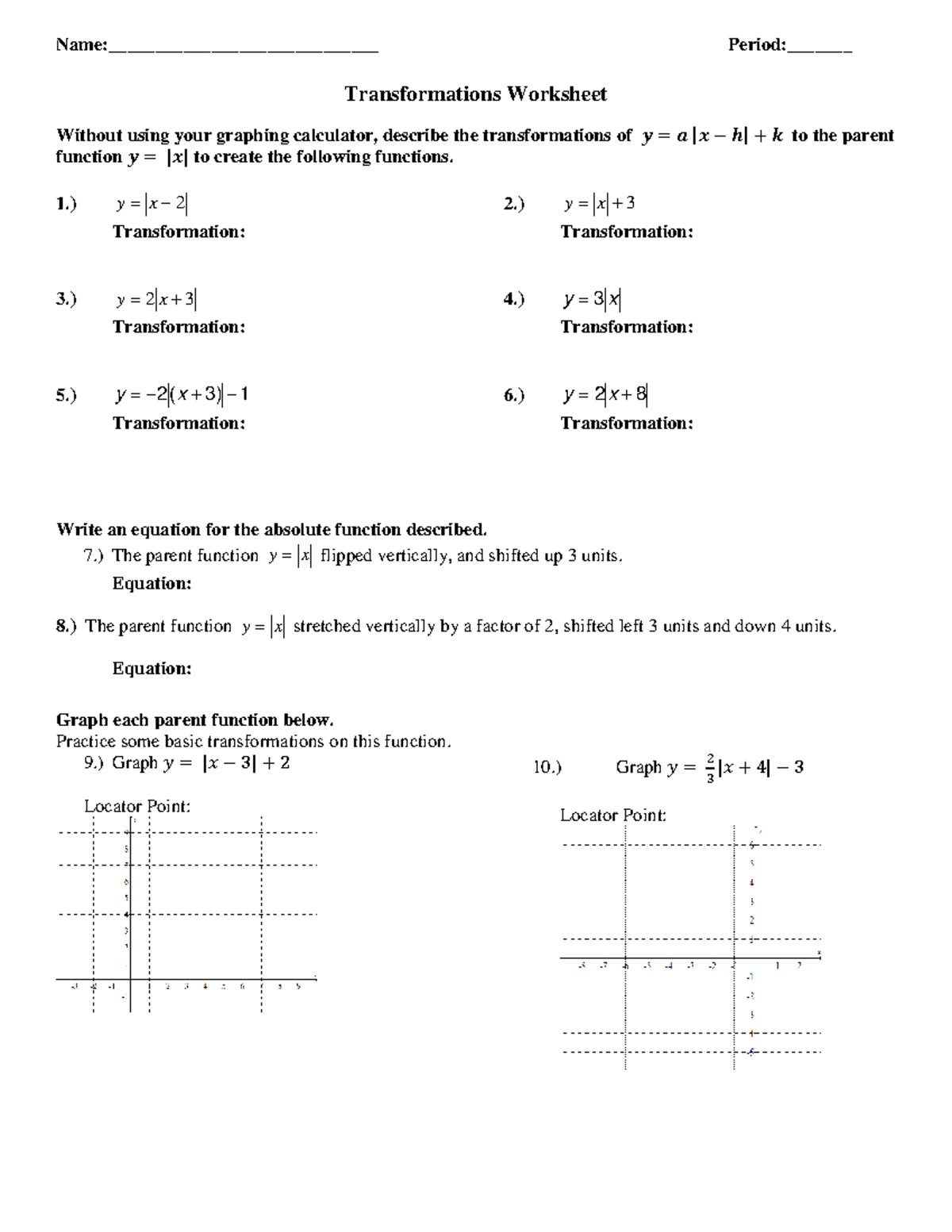 5 - Classwork Absolute Value - Name ...