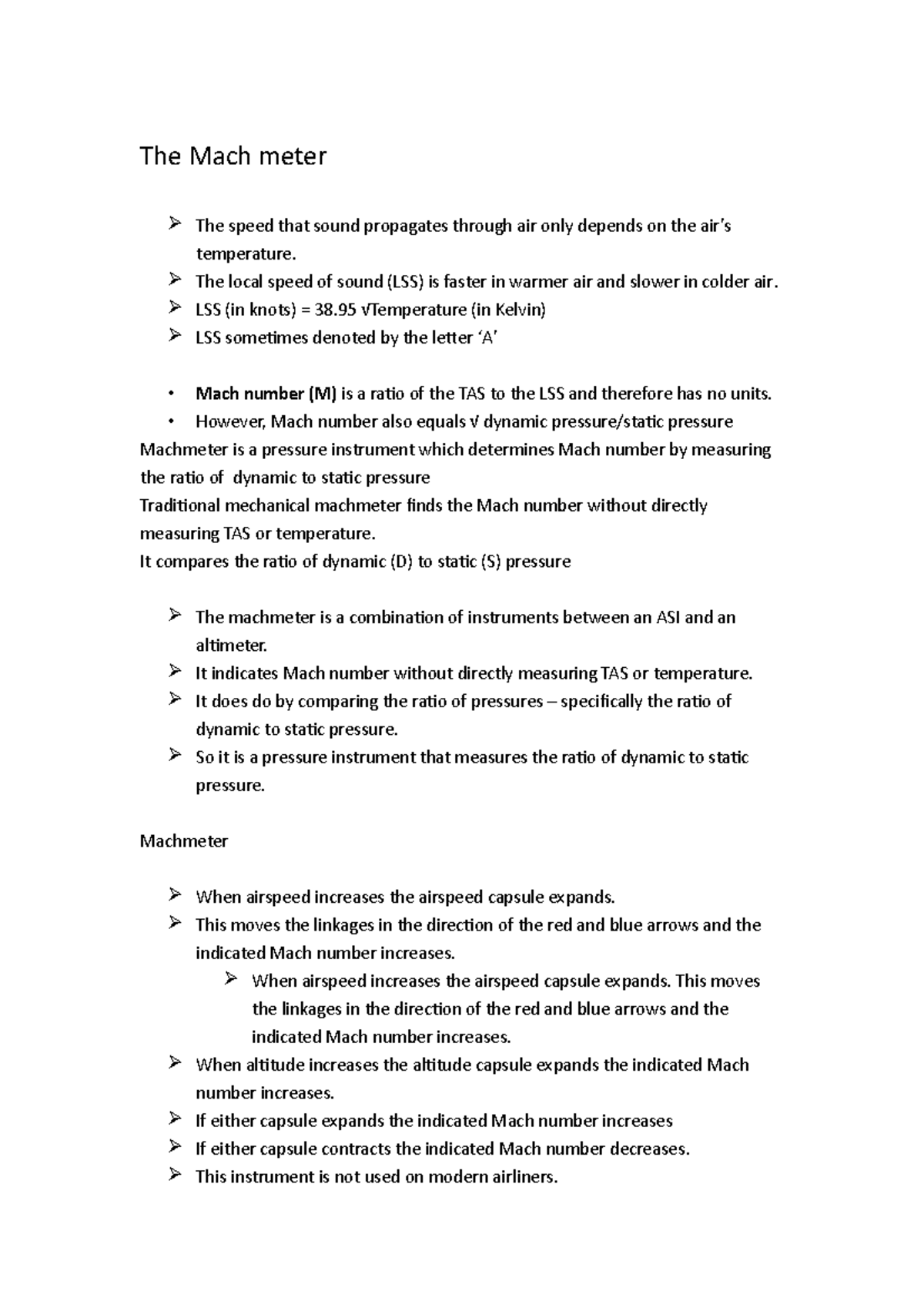 The Mach meter - Notes for instruments - The Mach meter The speed that ...