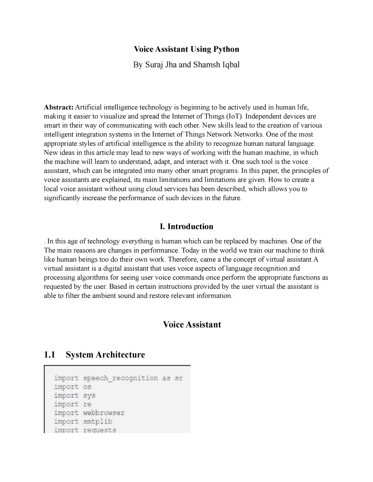 research paper on voice assistant using python