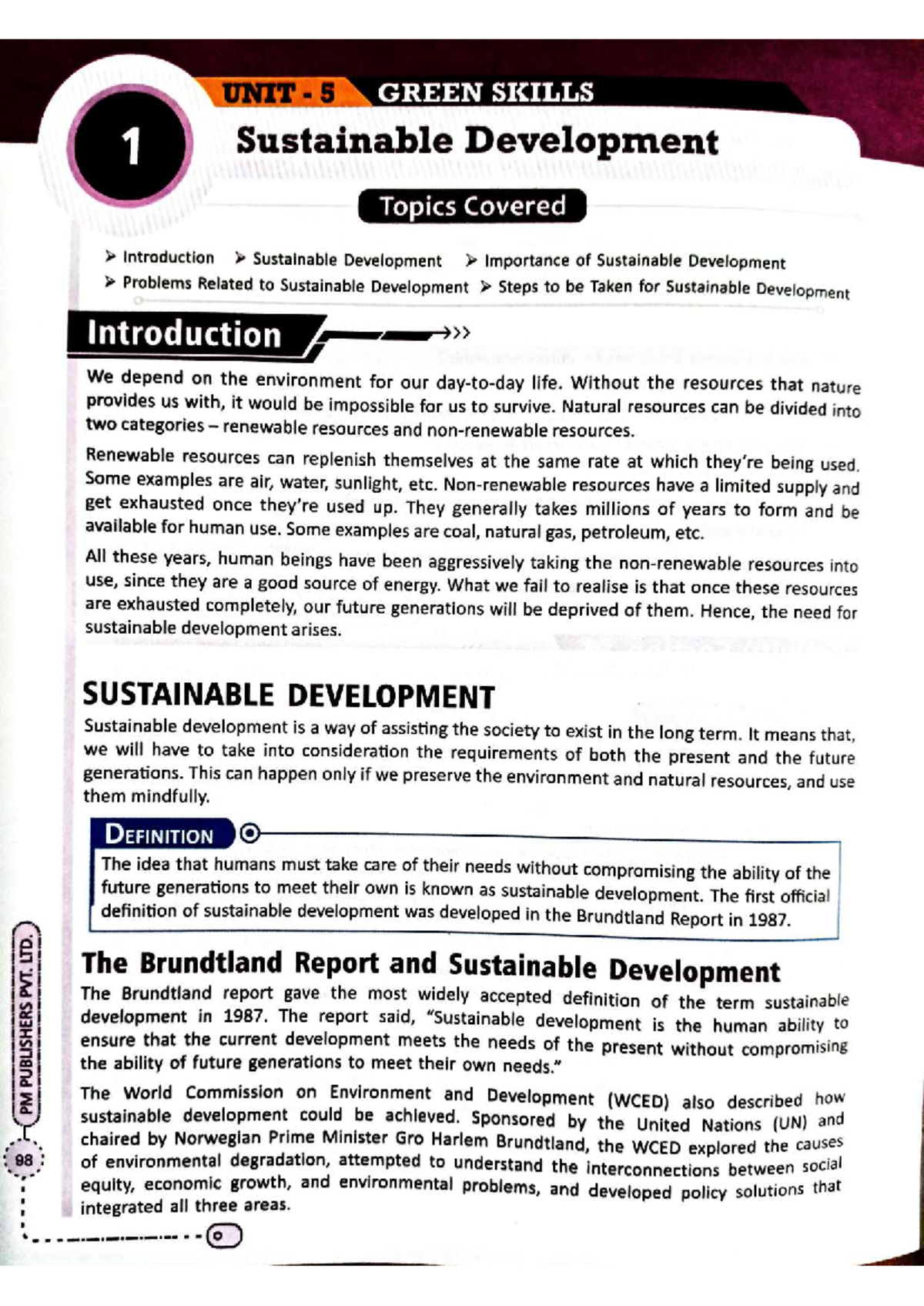Std10-Unit5-Sustainable development - UNIT 5 GREEN SKILLS 1 Sustainable ...