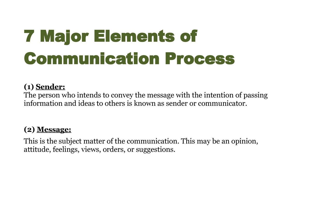 7 Major Elements Of Communication Process - (2) Message: This Is The ...