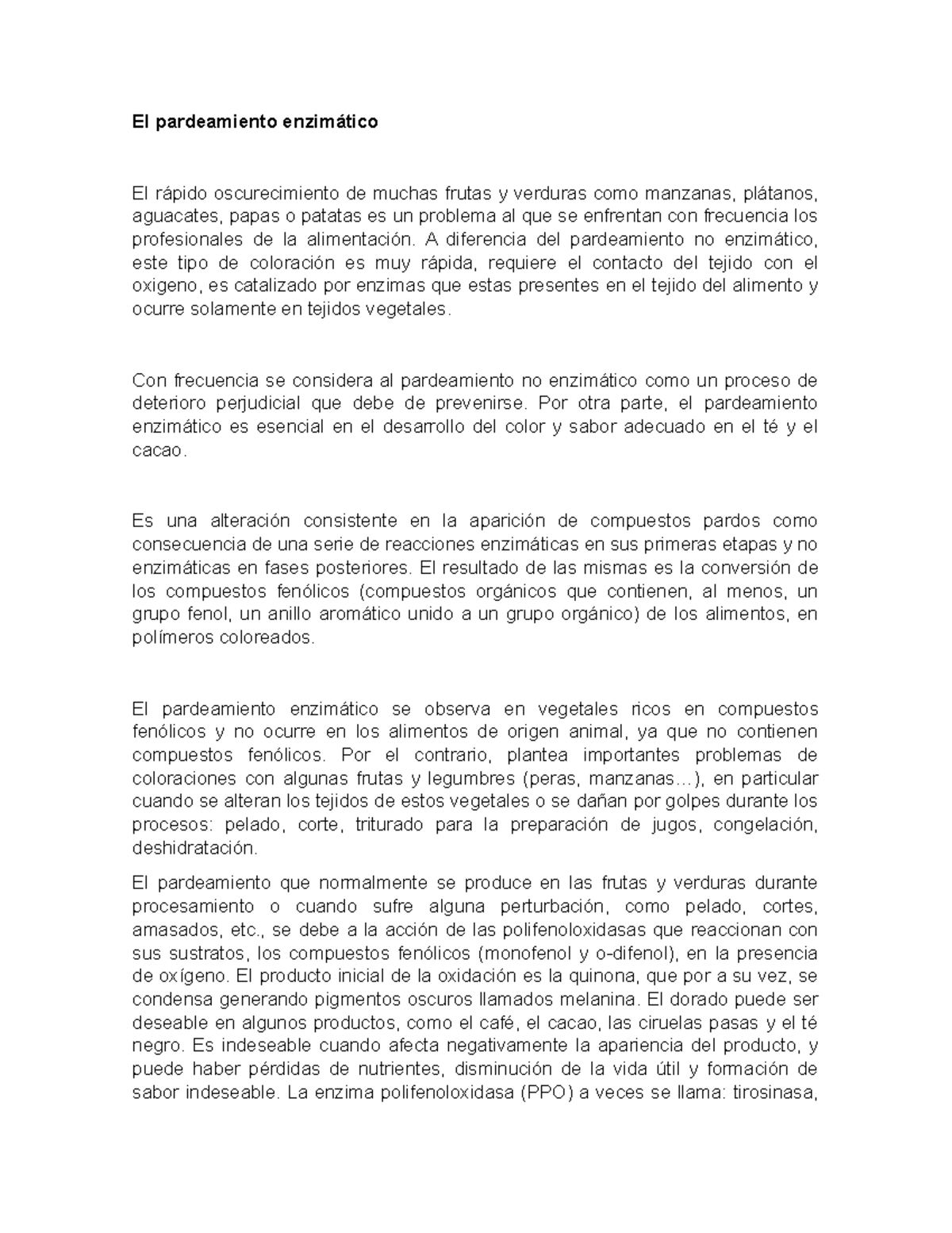 Cambios Funcionales De Carbohidratos El Pardeamiento Enzimático El Rápido Oscurecimiento De 3114