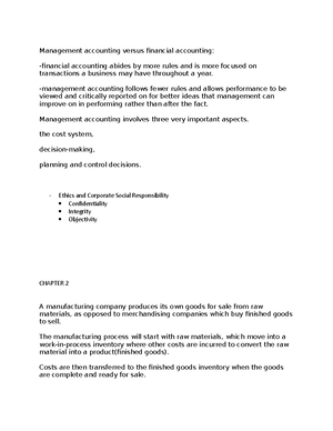 Chapter 6 master budget and responsibility accounting - 1 Cost ...