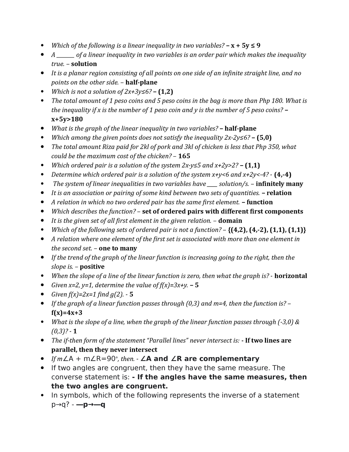 Math Reviewer Math Which Of The Following Is A Linear Inequality In 