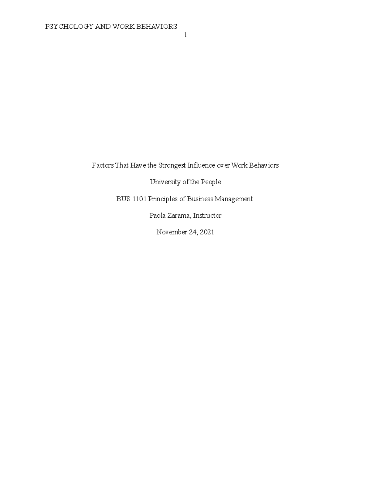 BUS 1101 Principles of Business Management Written Assignment Unit 2 ...