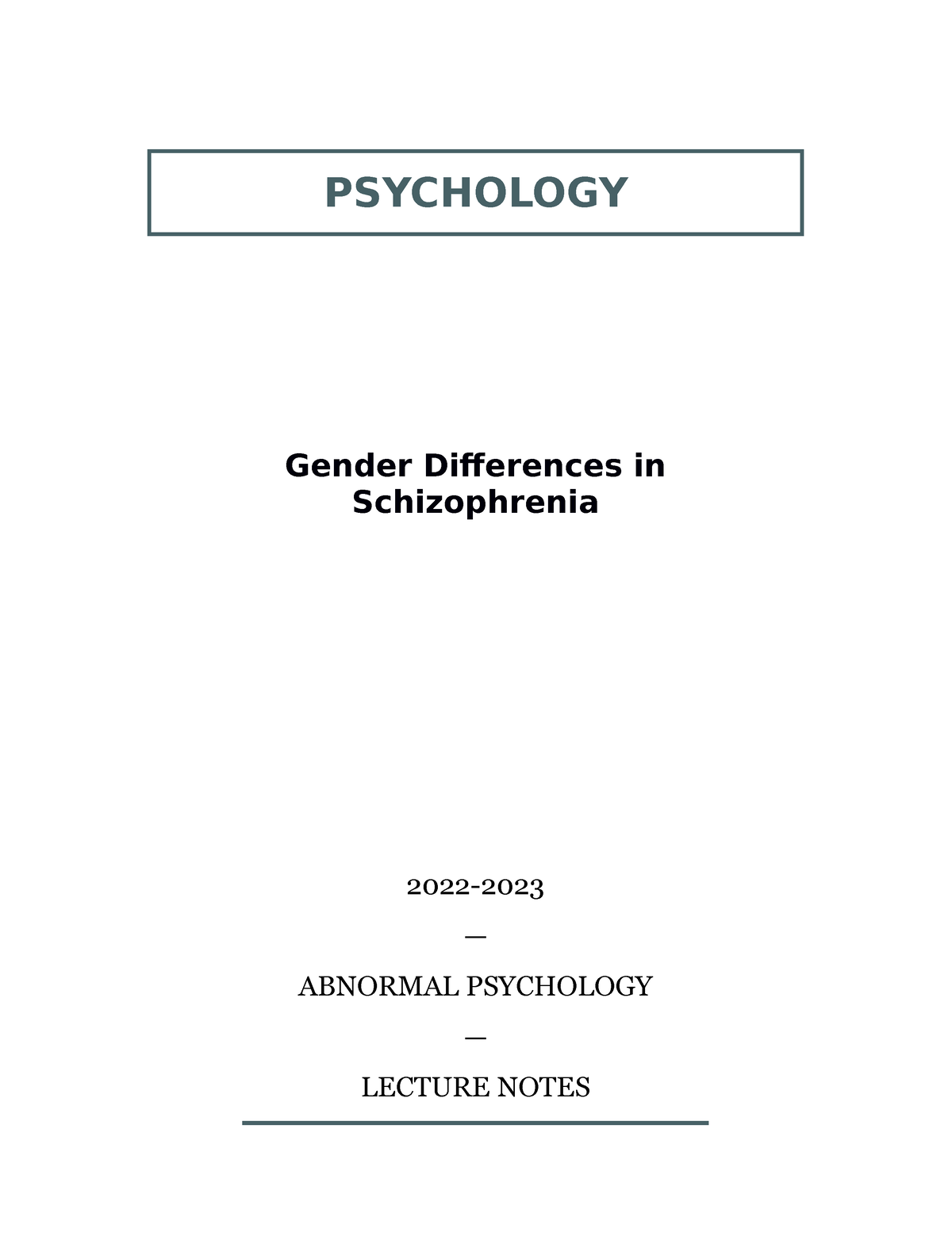 Gender Differences In Schizophrenia Psychology Gender Differences In Schizophrenia 2022