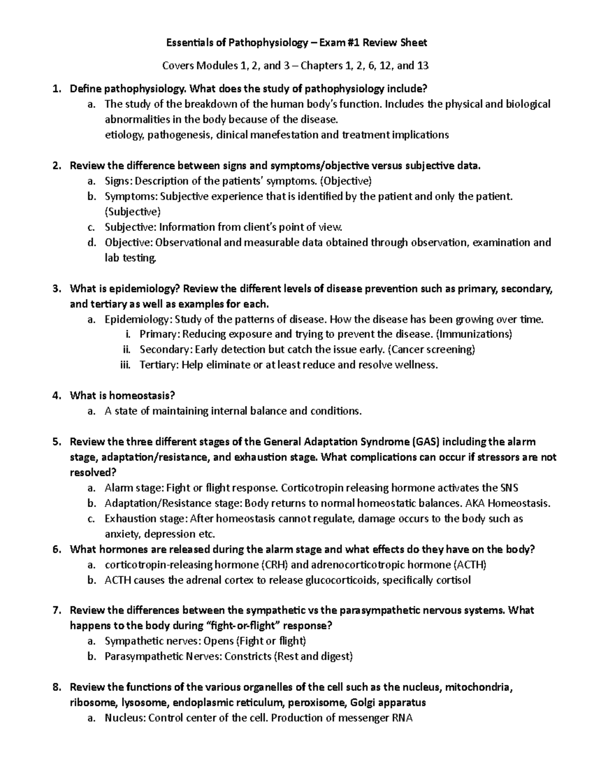 Essentials Of Pathophysiology - Exam 1 Review Sheet Updated ...