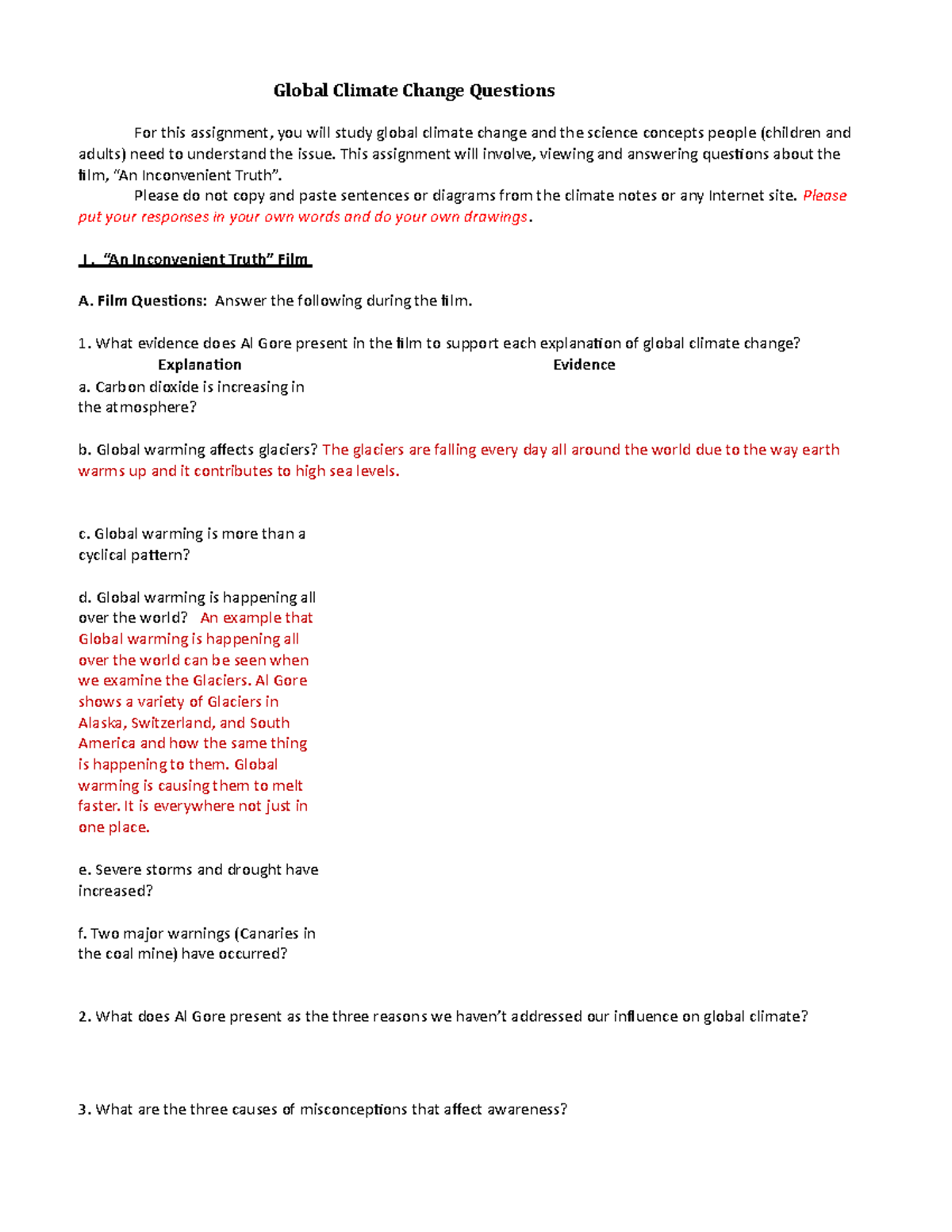 An Inconvenient Truth Bonus Assignment - BIOL 22 - People And For An Inconvenient Truth Worksheet