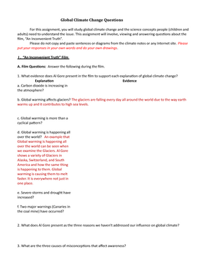 an inconvenient truth worksheet answers