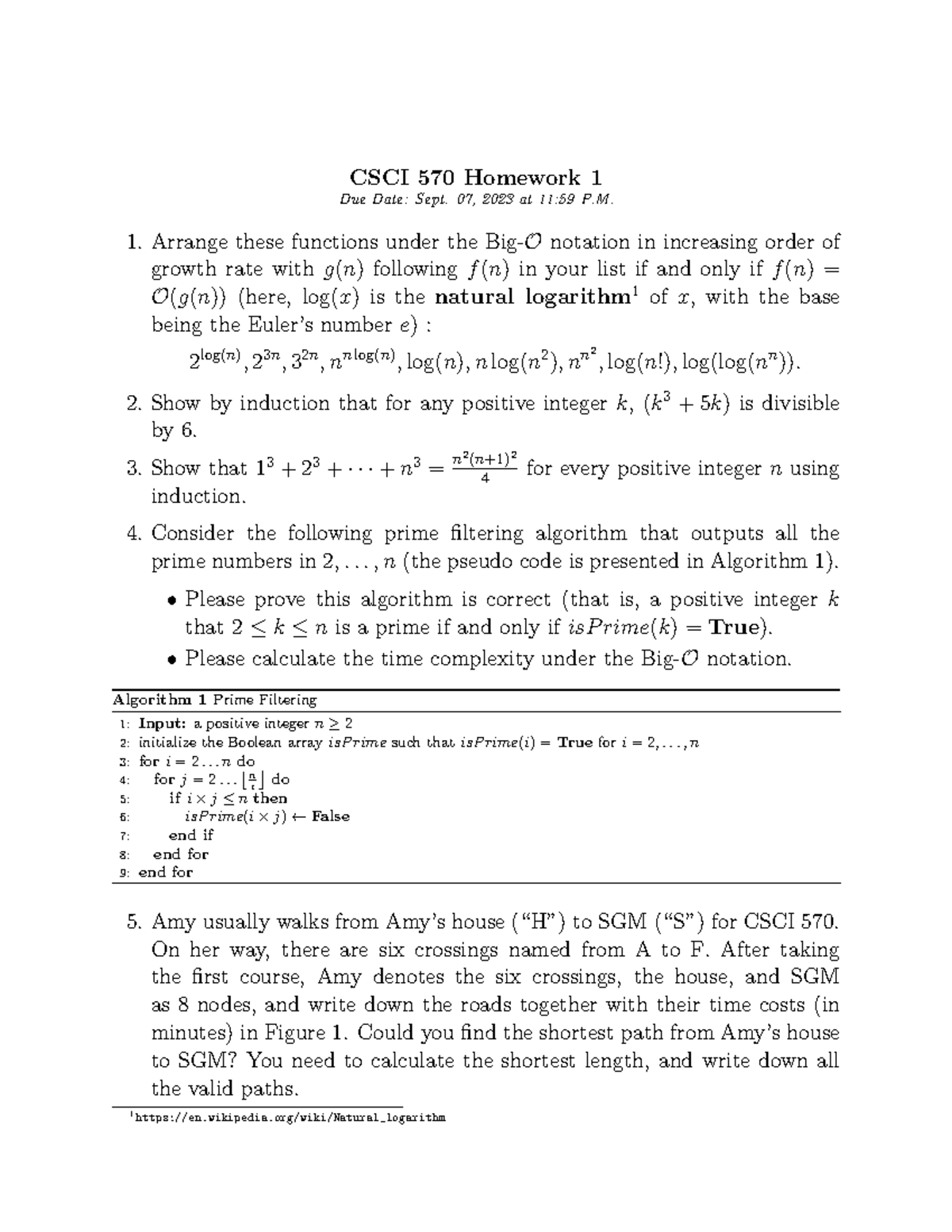 CSCI570 Fall2023 HW1 - HW1 - CSCI 570 Homework 1 Due Date: Sept. 07 ...