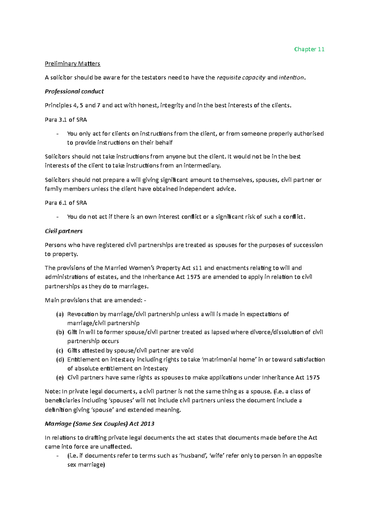 Pirviate client notes - Unit 1 - Chapter 11 Preliminary Matters A ...