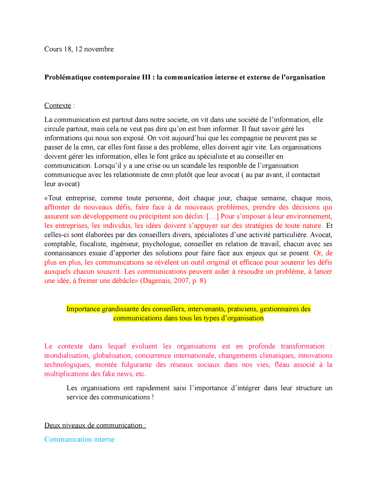 dissertation sur l'importance de la communication