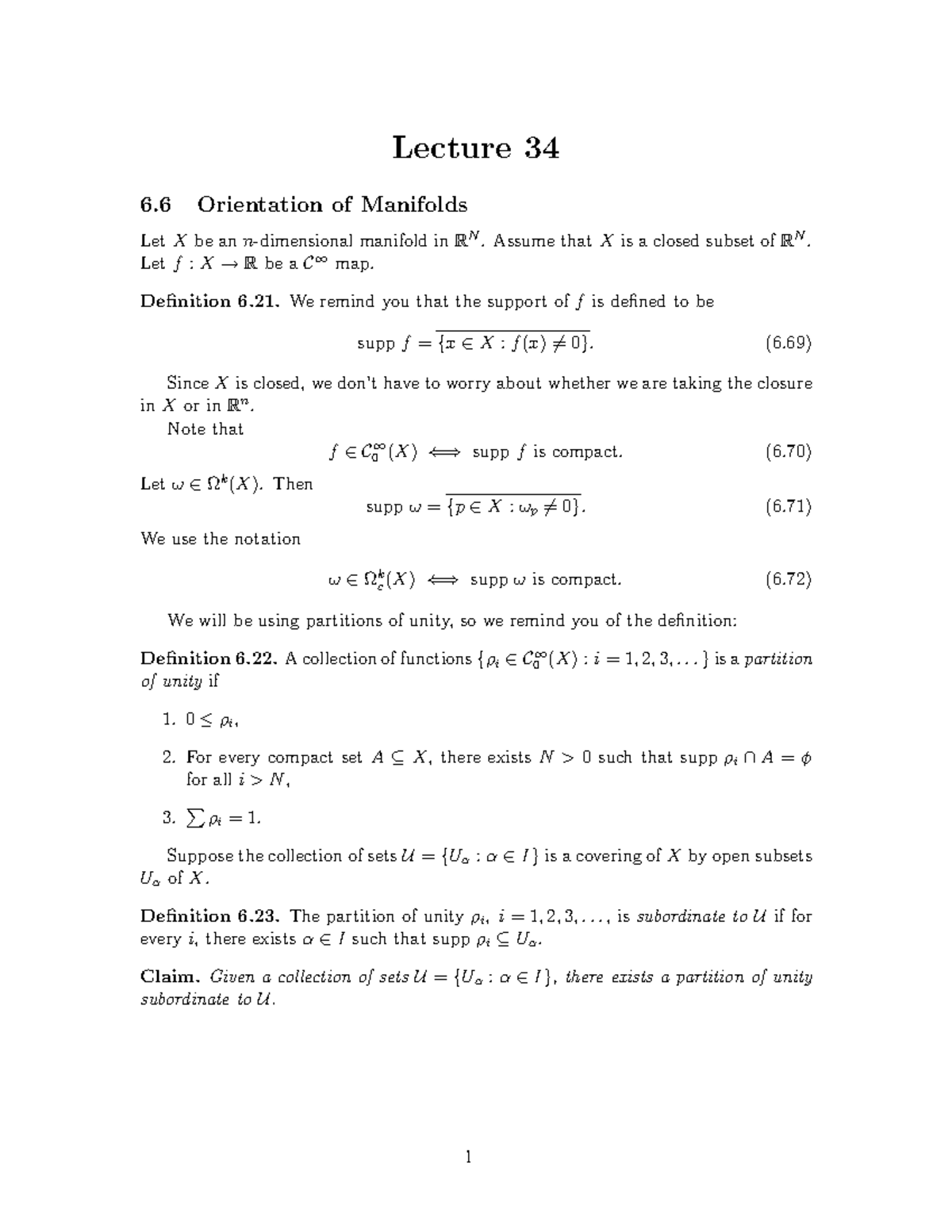 Orientations of Manifolds - Assume that X is a closed subset of RN ...