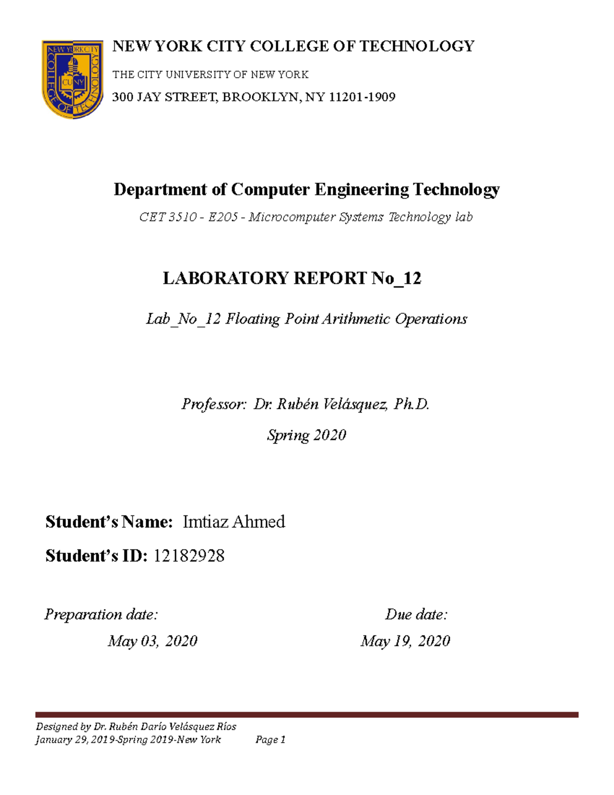 LAB 12 Report - CET3510 LAB_12 - NEW YORK CITY COLLEGE OF TECHNOLOGY ...