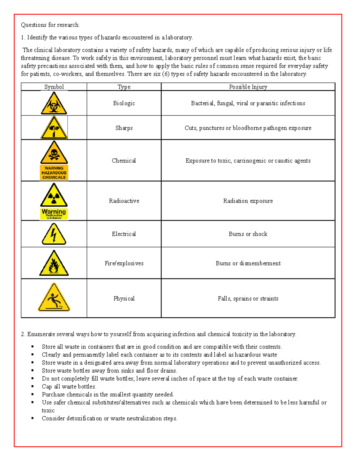 Questions for research Questions for research Identify the various