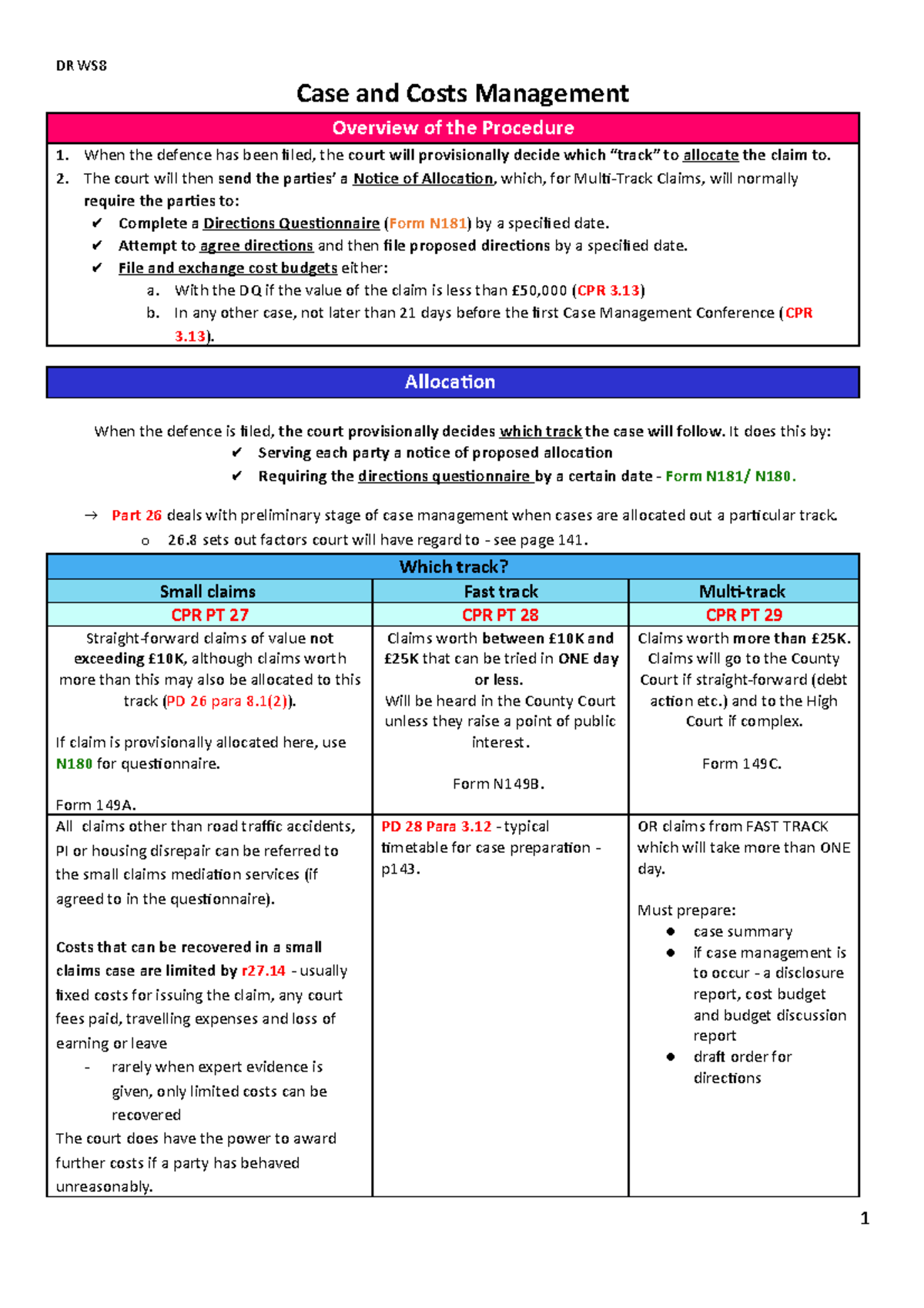WS8 - Case and Cost management - Case and Costs Management Overview of ...
