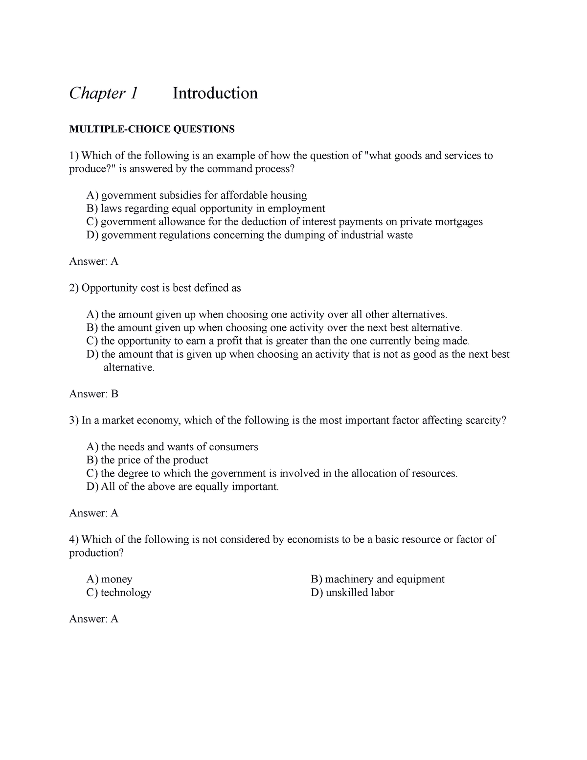 22488-Econ340 Test Bank - Chapter 1 Introduction MULTIPLE-CHOICE ...