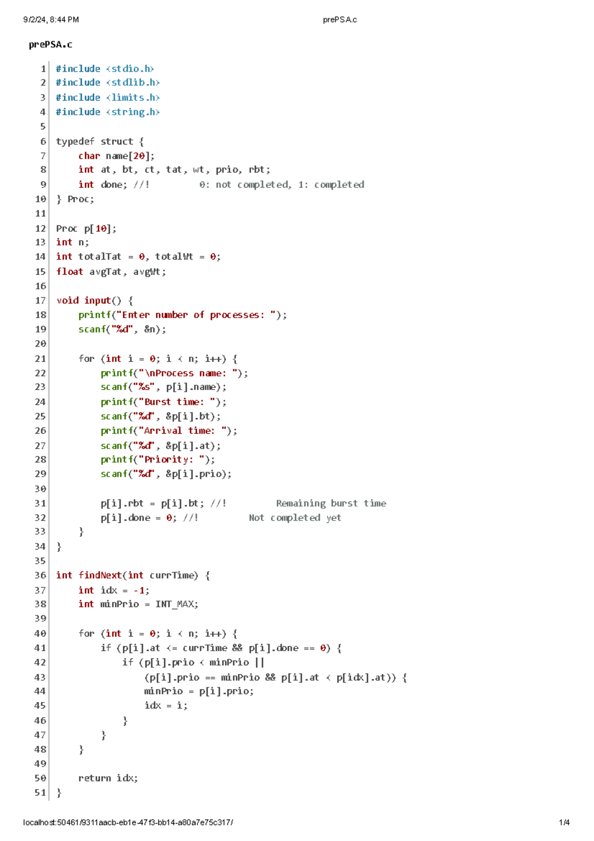 Preemptive Priority scheduling algorithm - prePSA 1 #include 2 #include ...