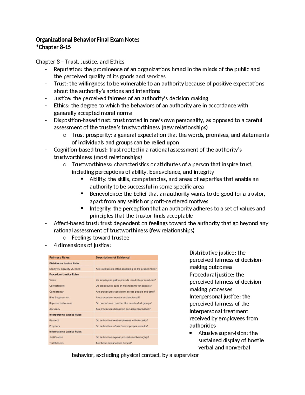 Organizational Behavior Final Exam Notes - Organizational Behavior ...