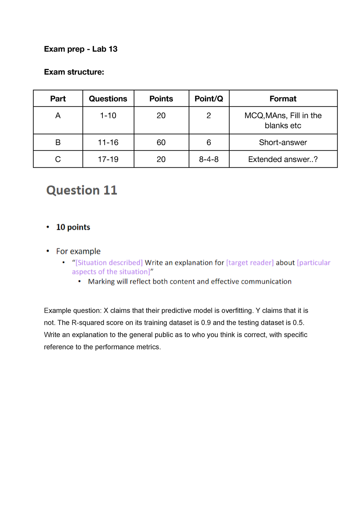 Exam Prep - Lab 13 - Final Exam Prep Questions +solutions - Exam Prep ...