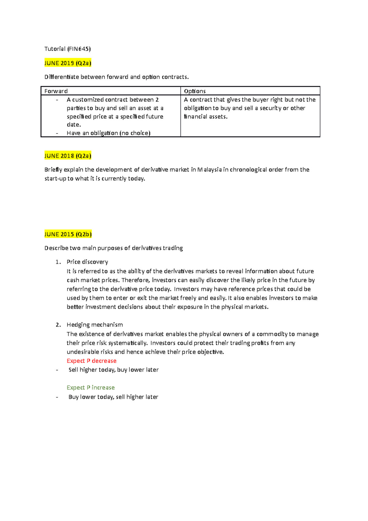 Tutorial (FIN645) ESSAY - Tutorial (FIN645) JUNE 2019 (Q2a ...