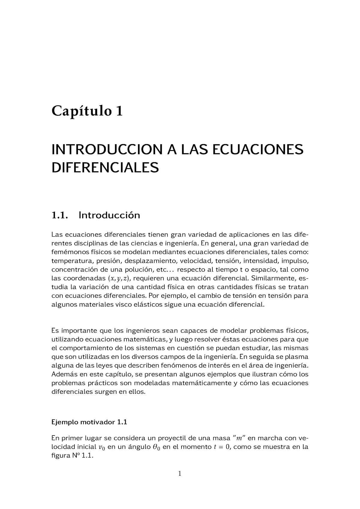 1. Introducción A Las Ecuaciones Diferenciales - Cap ́ıtulo 1 ...