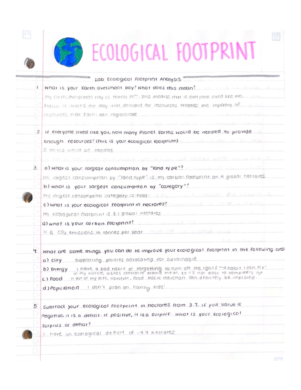 Ecological Footprint - Review notes - WRLD101 - Studocu