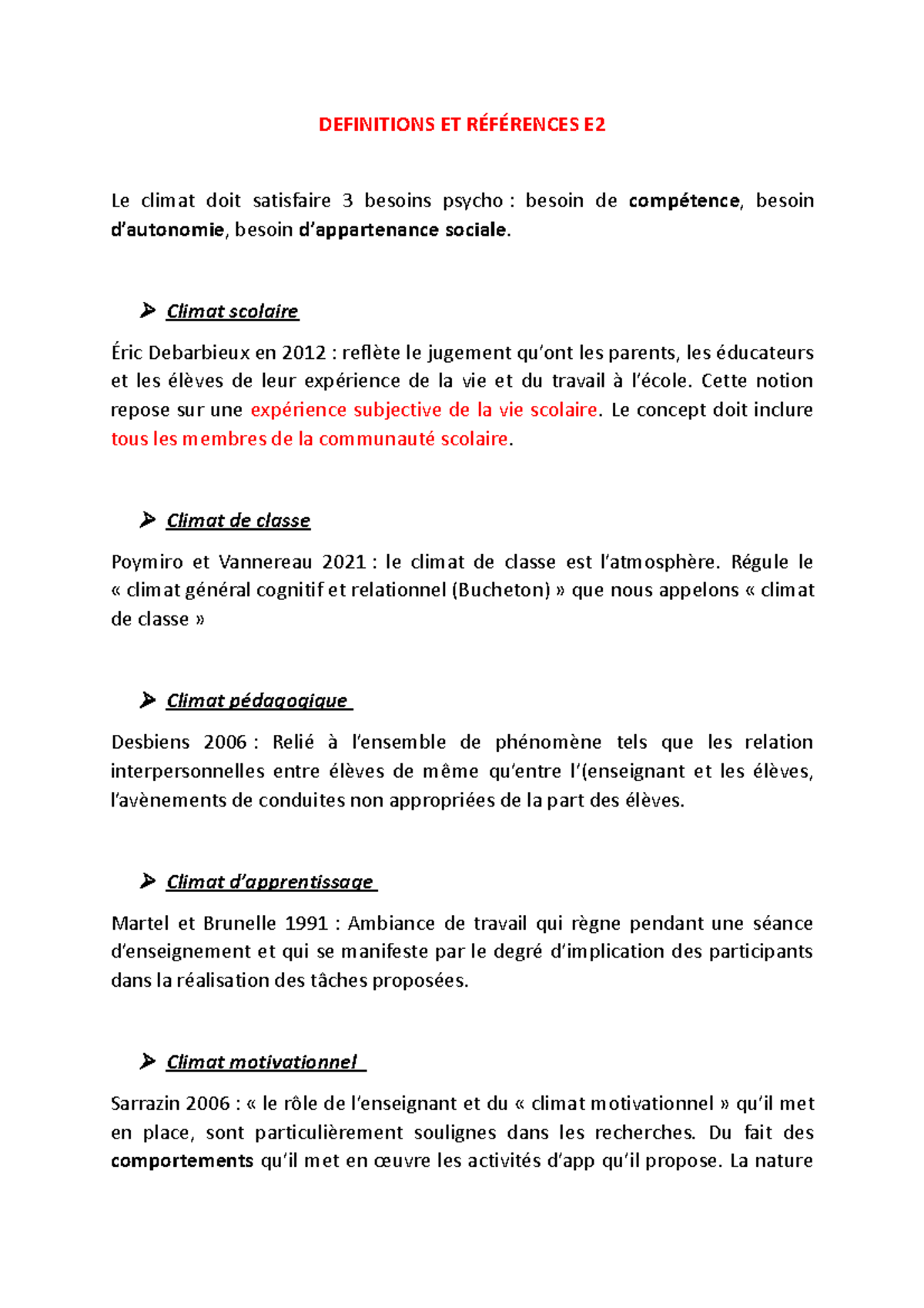 Définitions et ref E2 - DEFINITIONS ET RÉFÉRENCES E Le climat doit ...