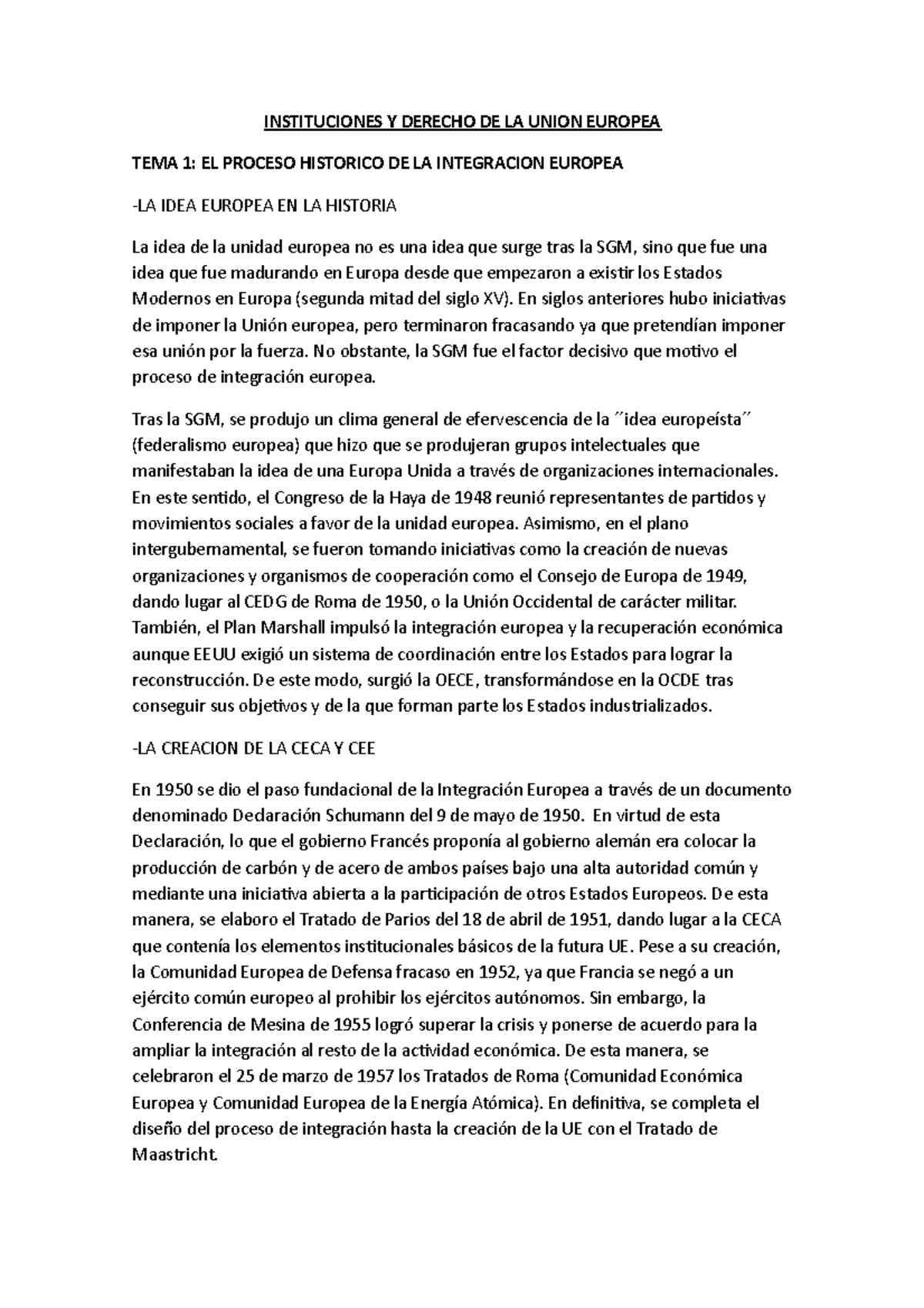 Apuntes Derecho Europeo - INSTITUCIONES Y DERECHO DE LA UNION EUROPEA ...