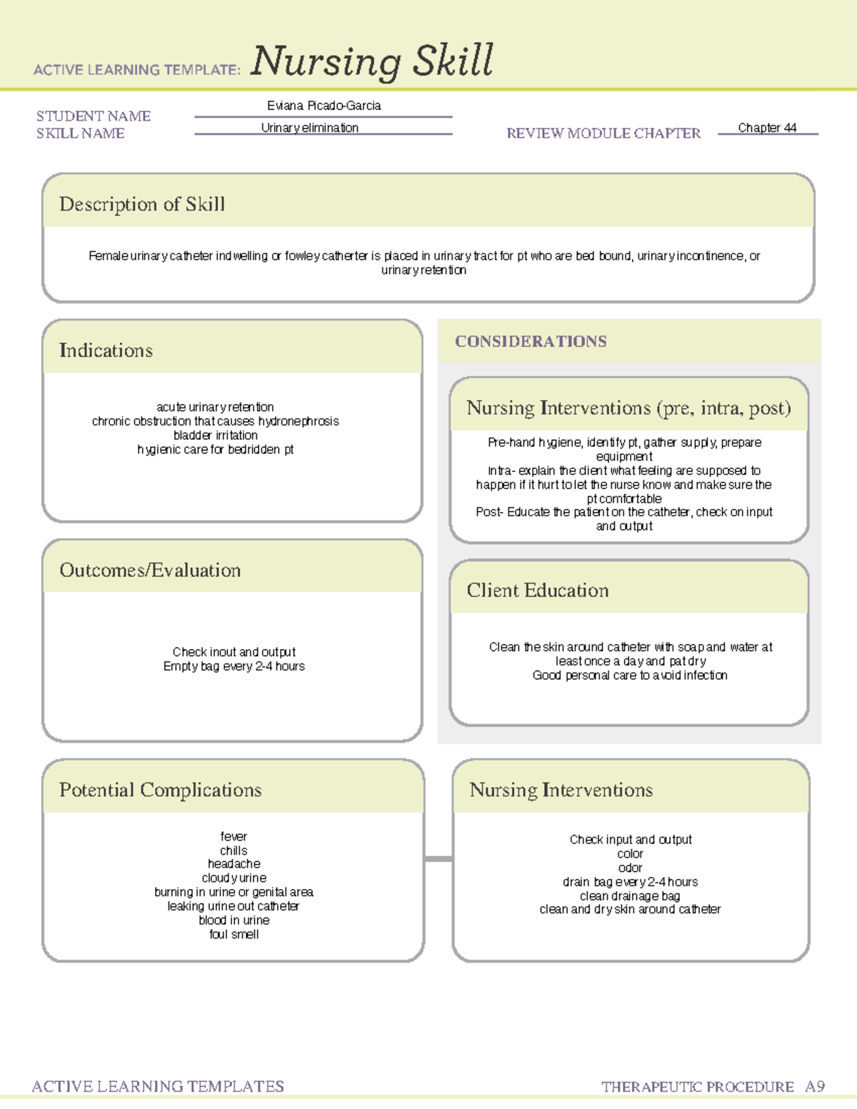 Chapter 44 Nursing Skill form copy - HCMA 111-L - STUDENT NAME SKILL ...