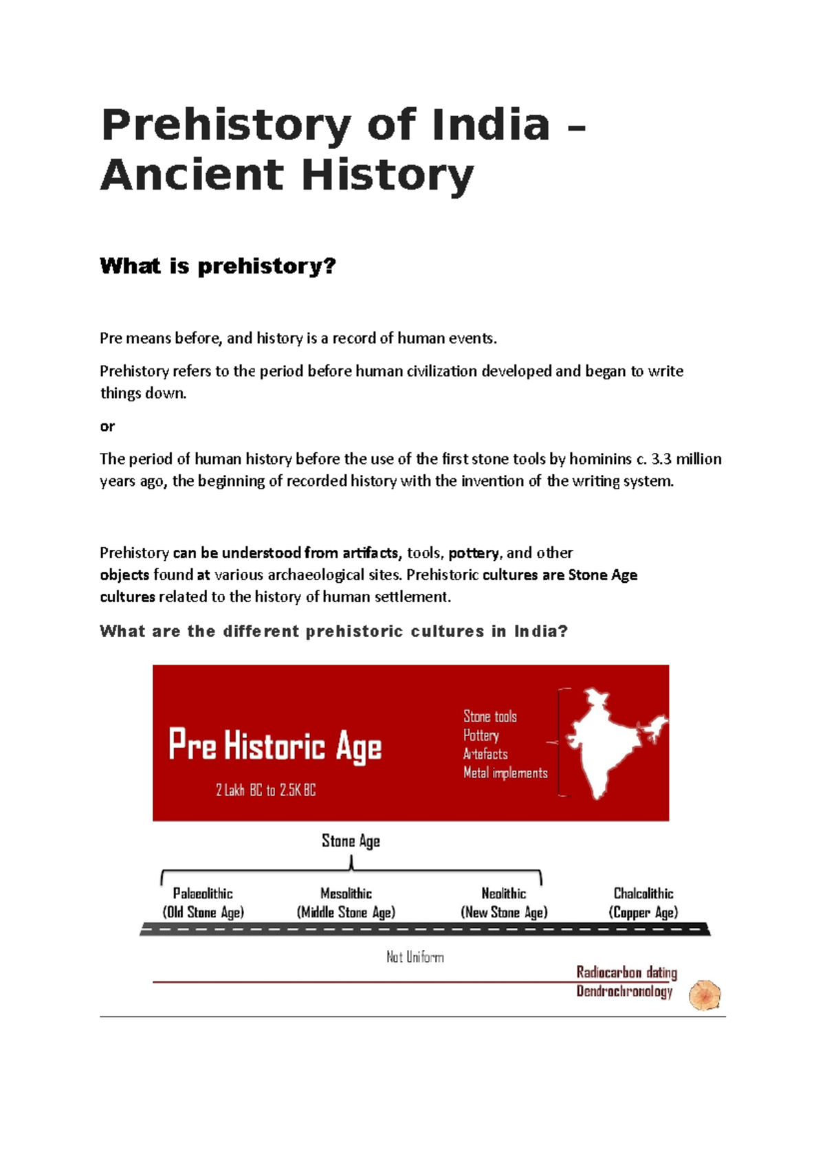 Prehistory Of India - Prehistory Refers To The Period Before Human ...