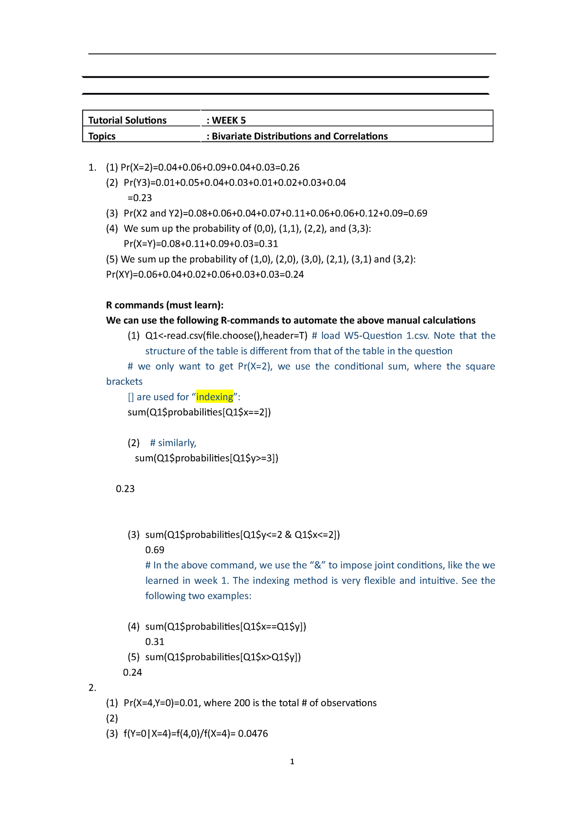 Solutions Week 5 - Answers - Tutorial Solutions : WEEK 5 Topics ...