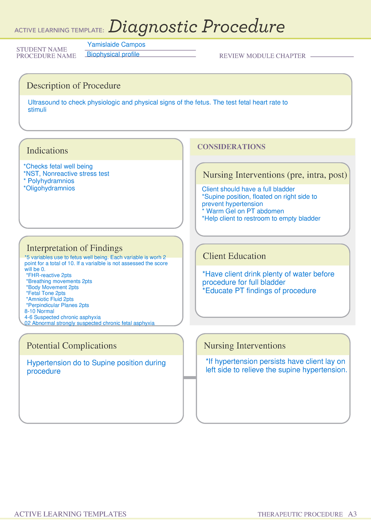 Diagnostic Procedure form - MSN 5430 - STUDENT NAME PROCEDURE NAME ...