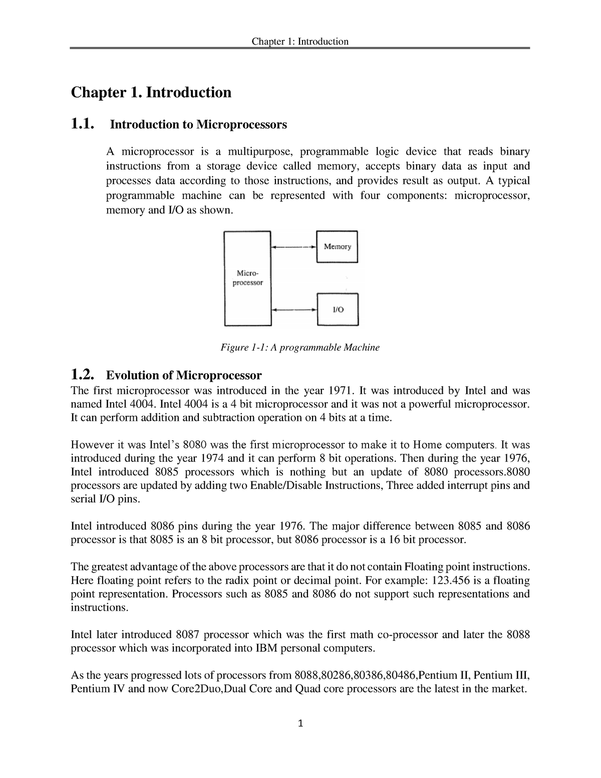 Chapter 1 - Microprocessor - Chapter 1: Introduction 1 Chapter 1 ...