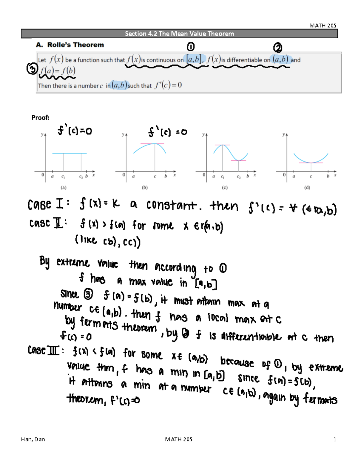 Section 4.2 The Mean Value Theorem - Section 4 The Mean Value Theorem ...