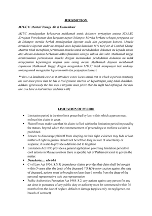 Jurisdiction - JURISDICTION MTUC V. Menteri Tenaga Air &amp 