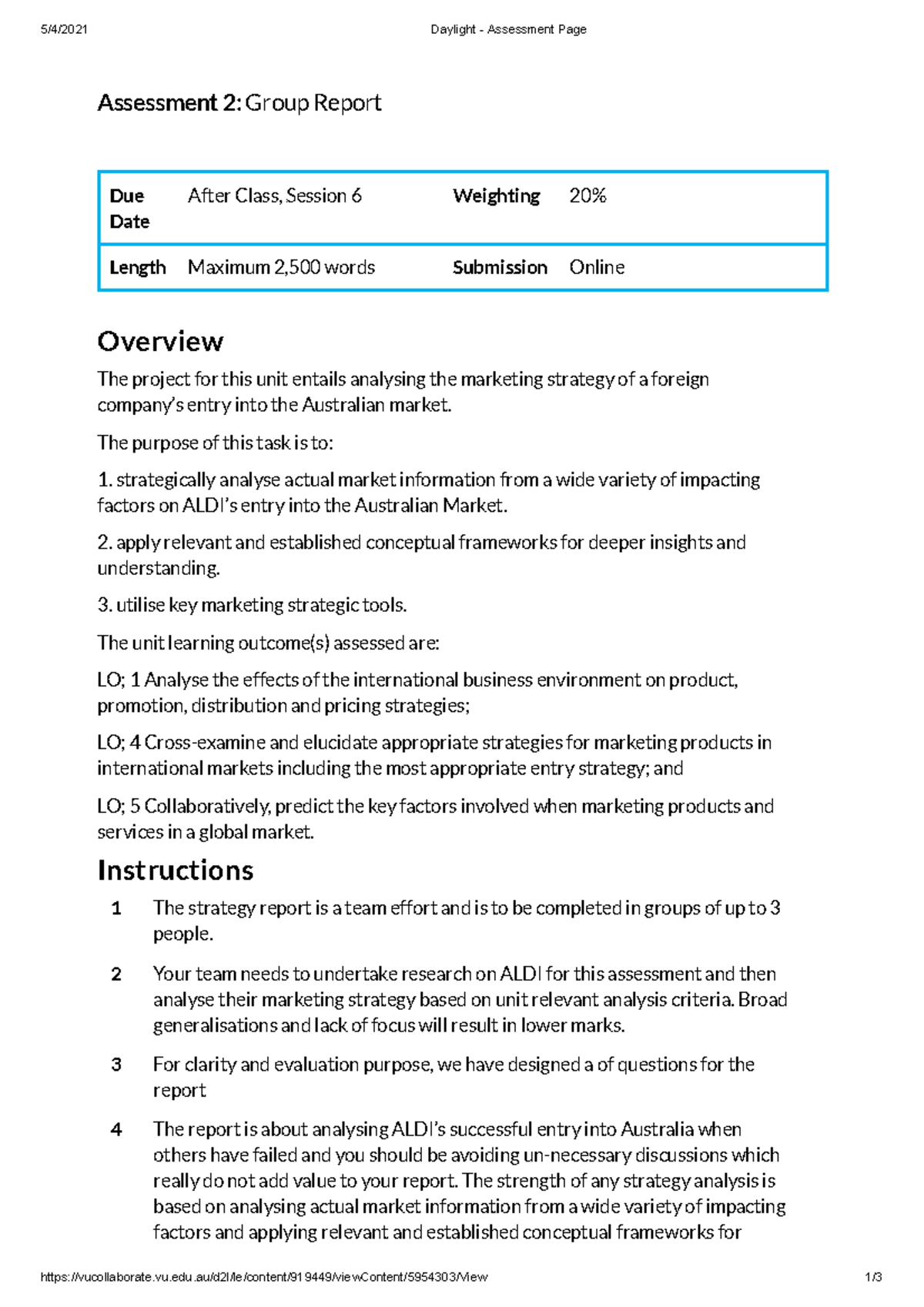 Assessment 2 Group Report - (BHO3373) International Marketing - F - 5/4 ...