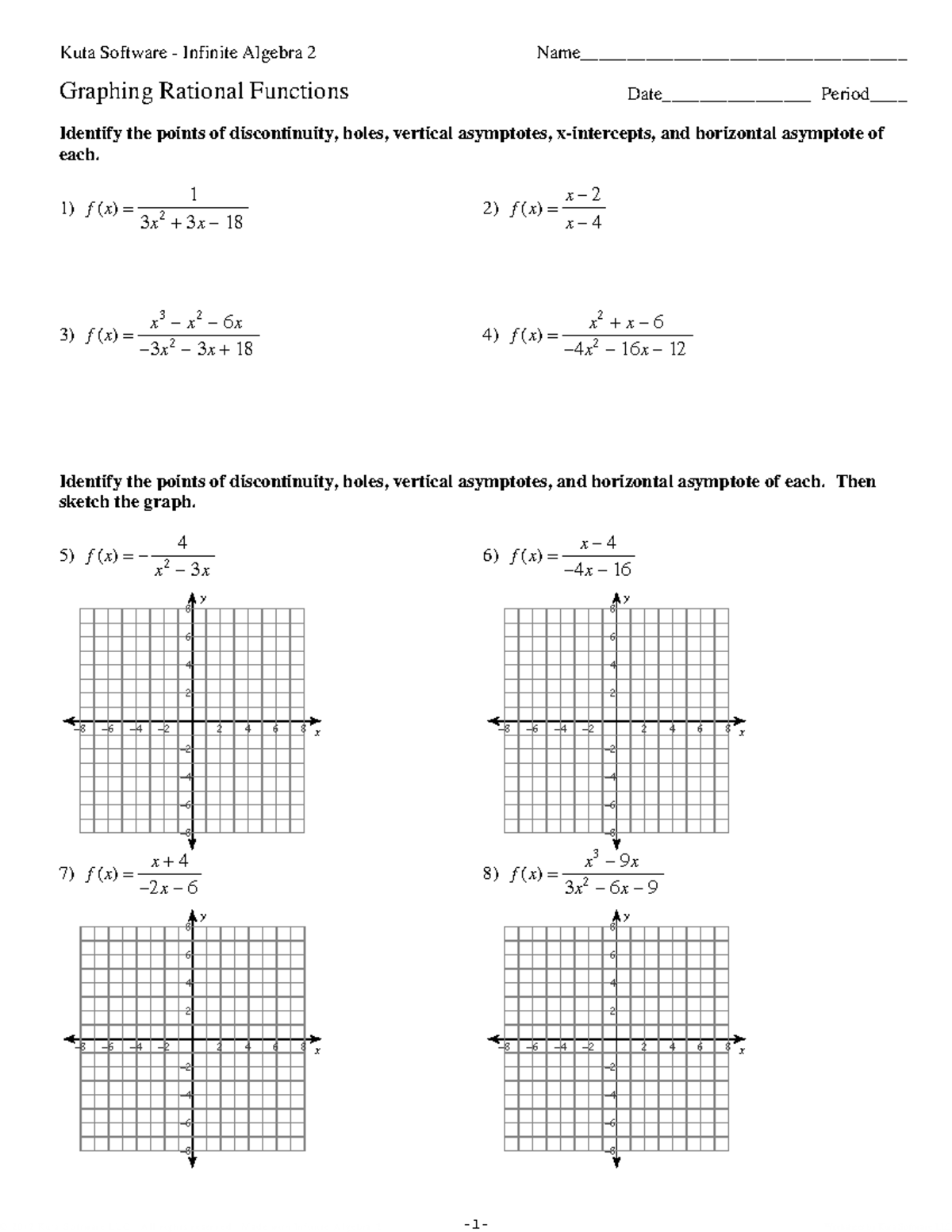 Graphing Rational Functions - © 3 M2H 011 n2G t Kfu7t UaM j S Z oaf St ...