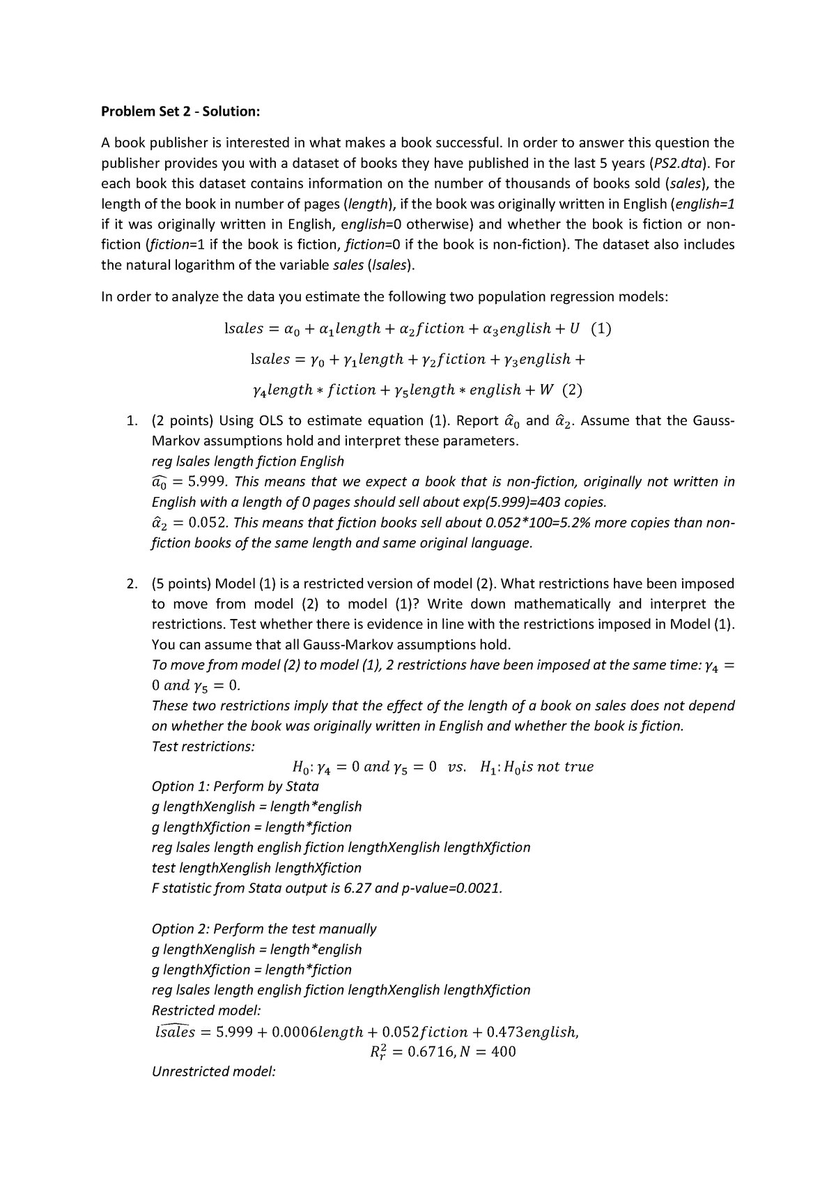 PS2 Solution - Answers For A 7.5% Worth Problem Set - Problem Set 2 ...