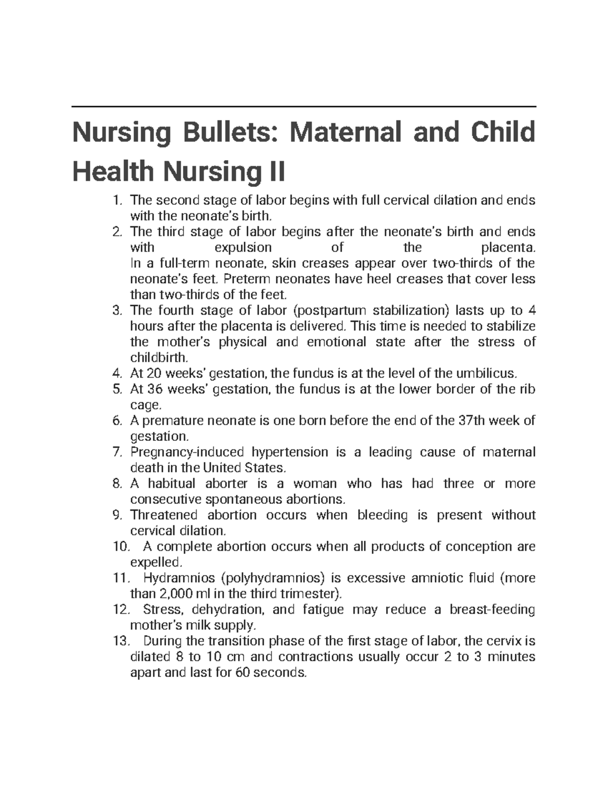 Maternal and Child Health Nursing 2 Bullets - Nursing Bullets: Maternal ...