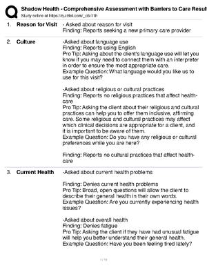 D222 Smart Goals - Notes - D222. Comprehensive Health Assessment ...