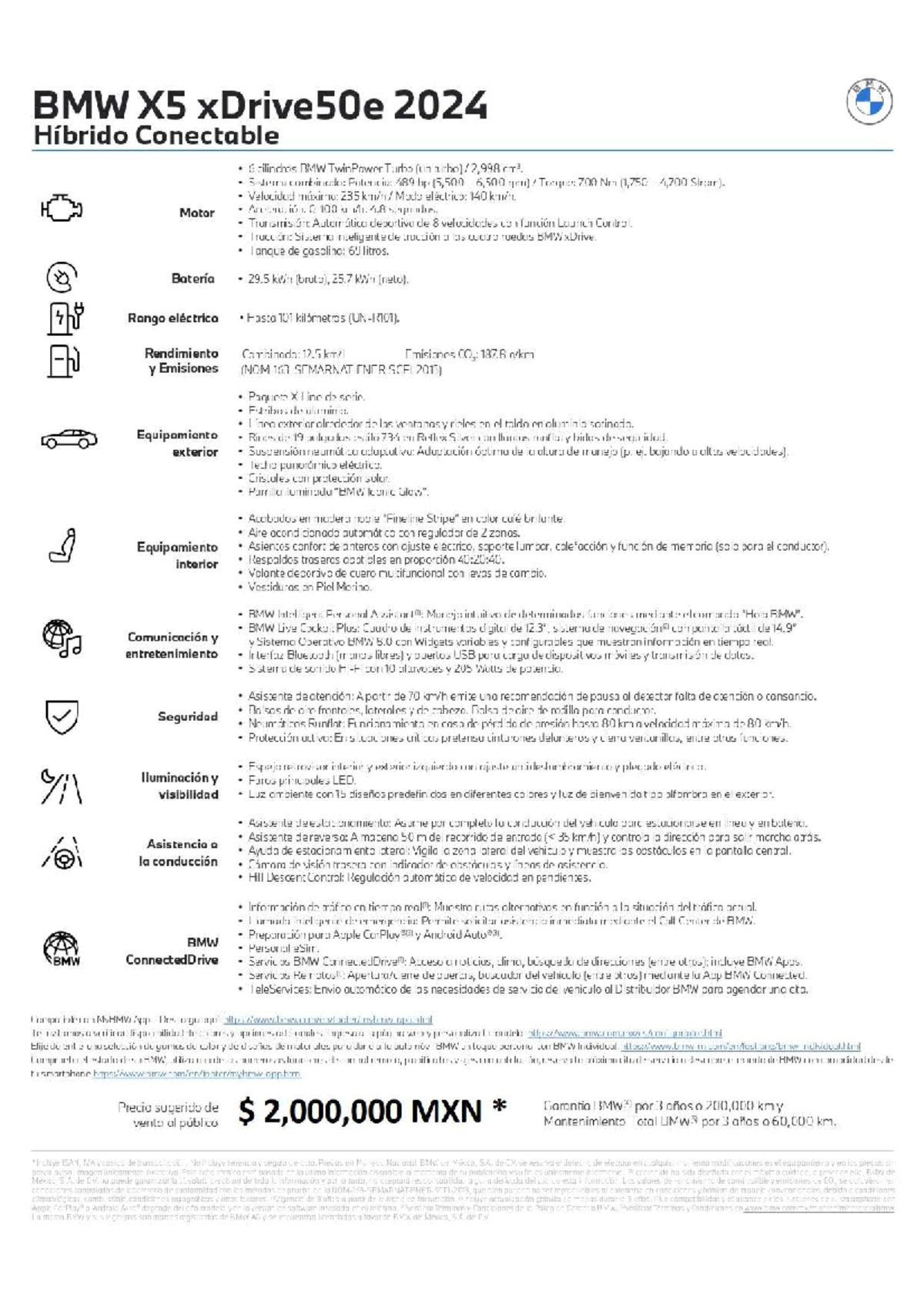 Ficha Técnica BMW X5 x Drive 50e 2024 HC.pdf - Ciencias Experimentales ...