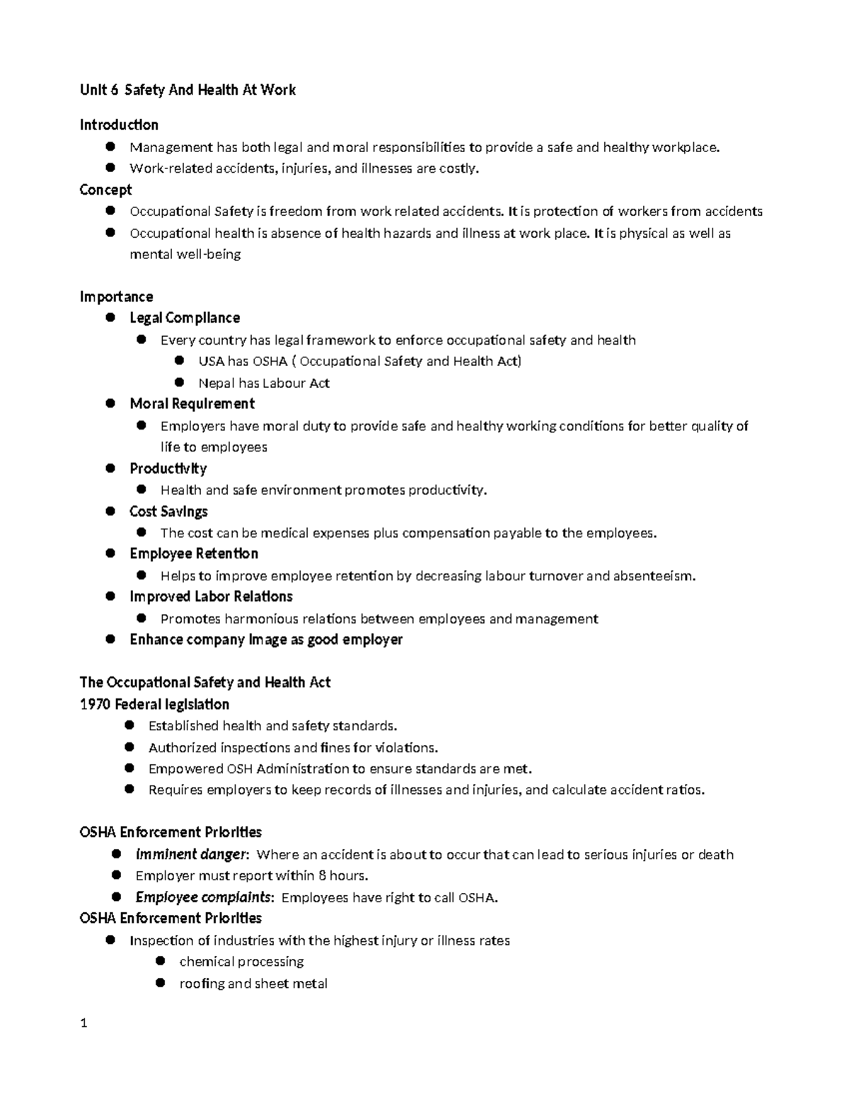 Unit 6 Safety And Health At Work - Work-related accidents, injuries ...