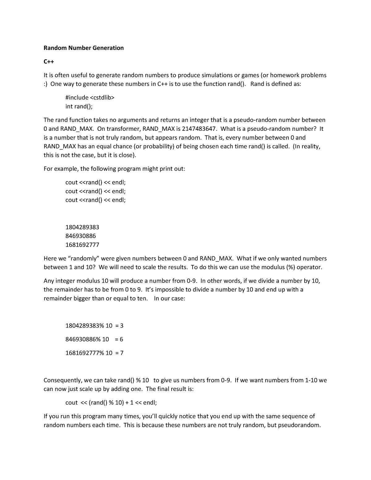 random-functions-random-number-generation-c-it-is-often-useful-to