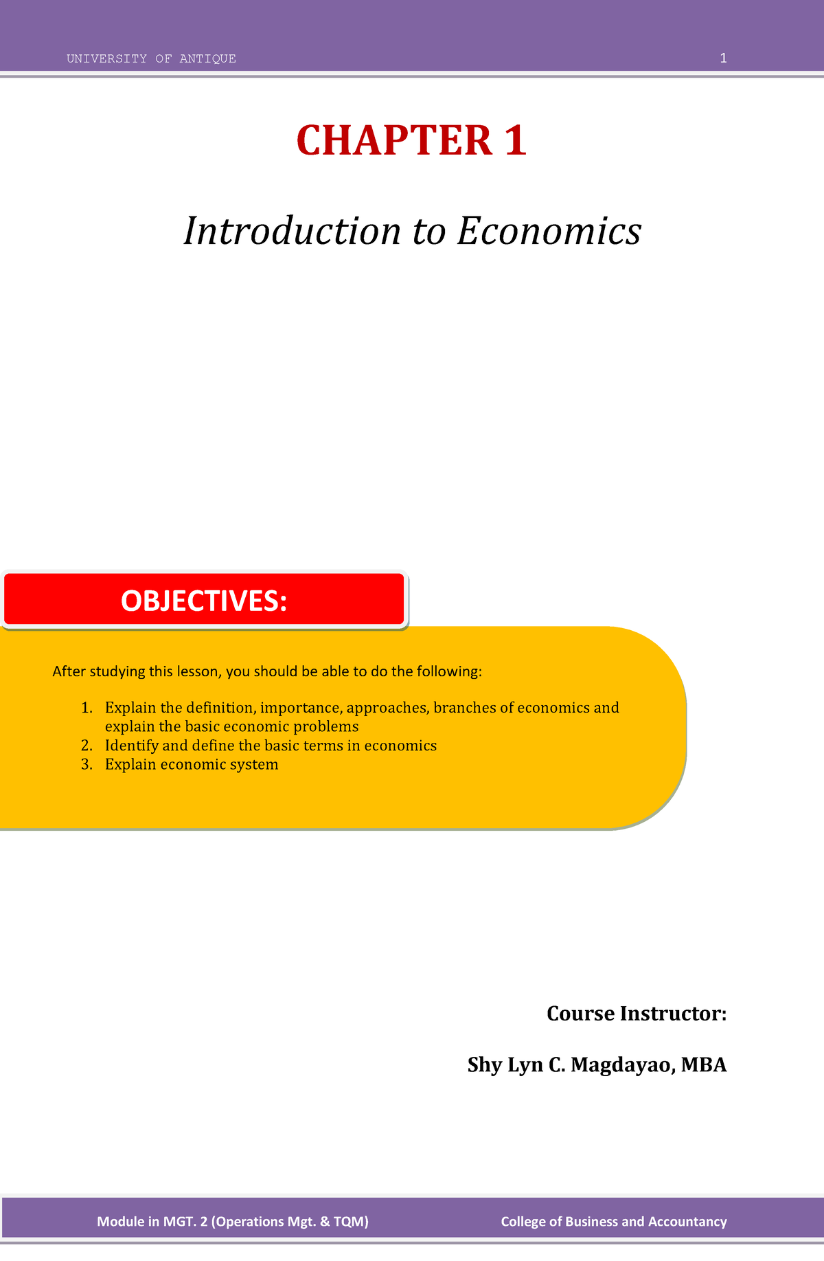 ECON 1 Chapter 1 - Introduction To Economics (Microeconomics And ...