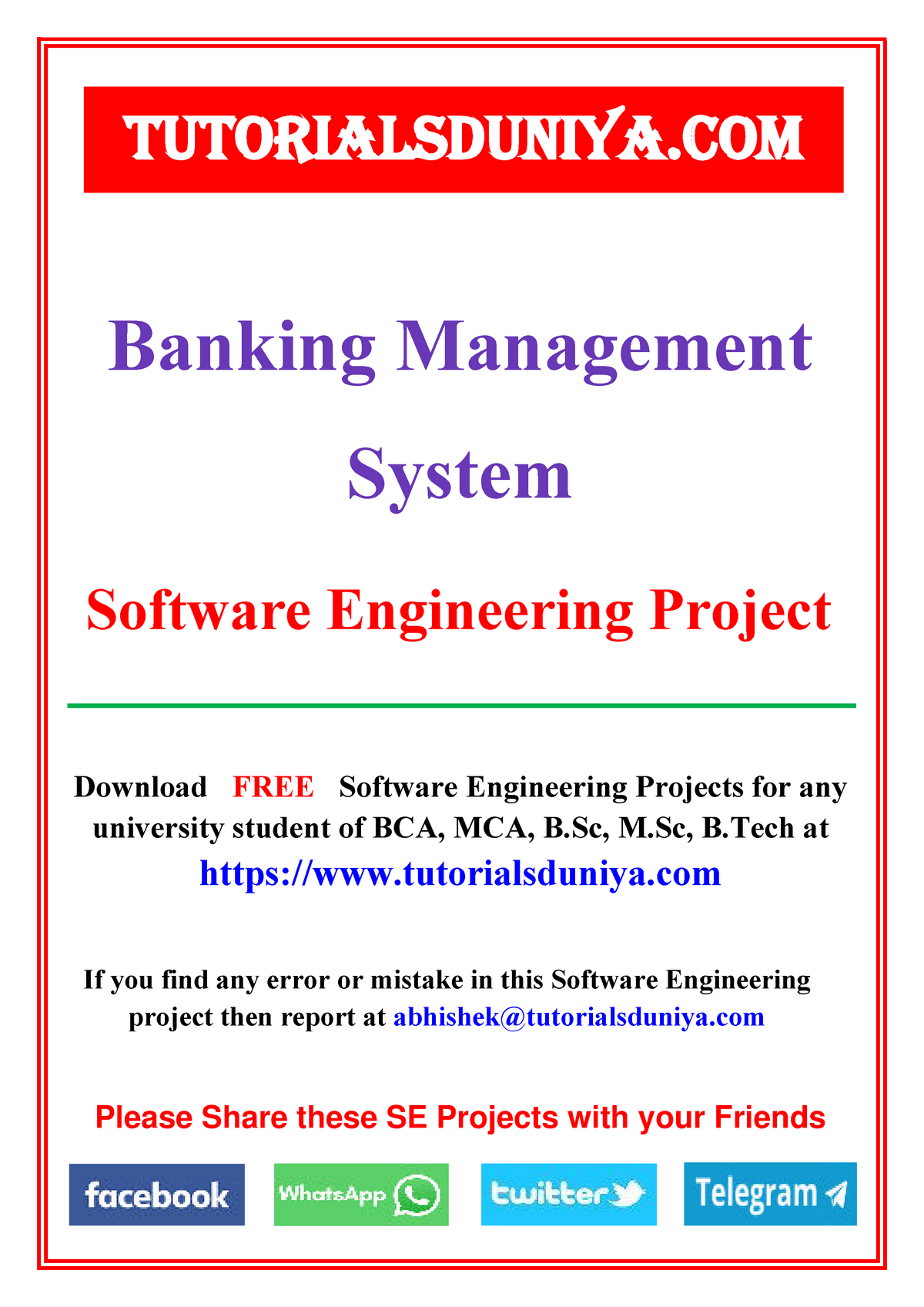 Banking Management System - Download FREE Software Engineering Projects ...