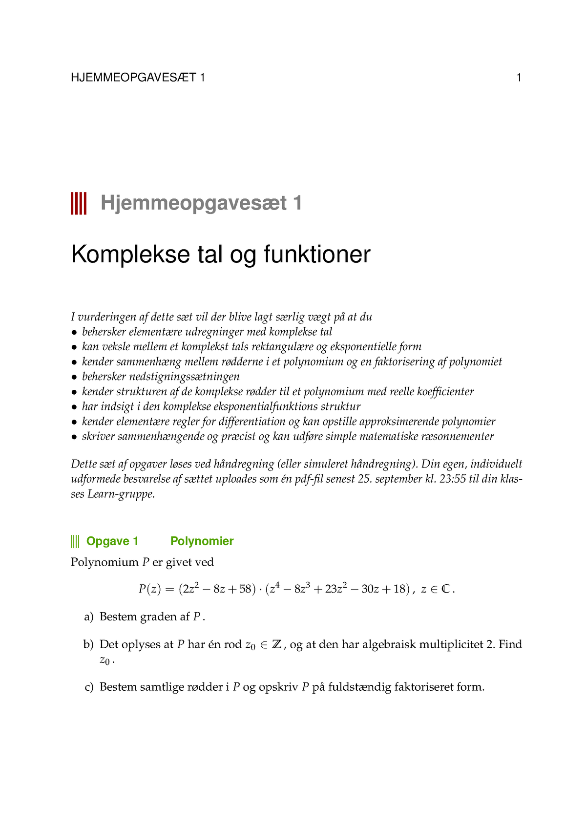 Hjemopg 1 E22 Ver2b - Hjemmeopgave 1 - HJEMMEOPGAVESÆT 1 1 ...